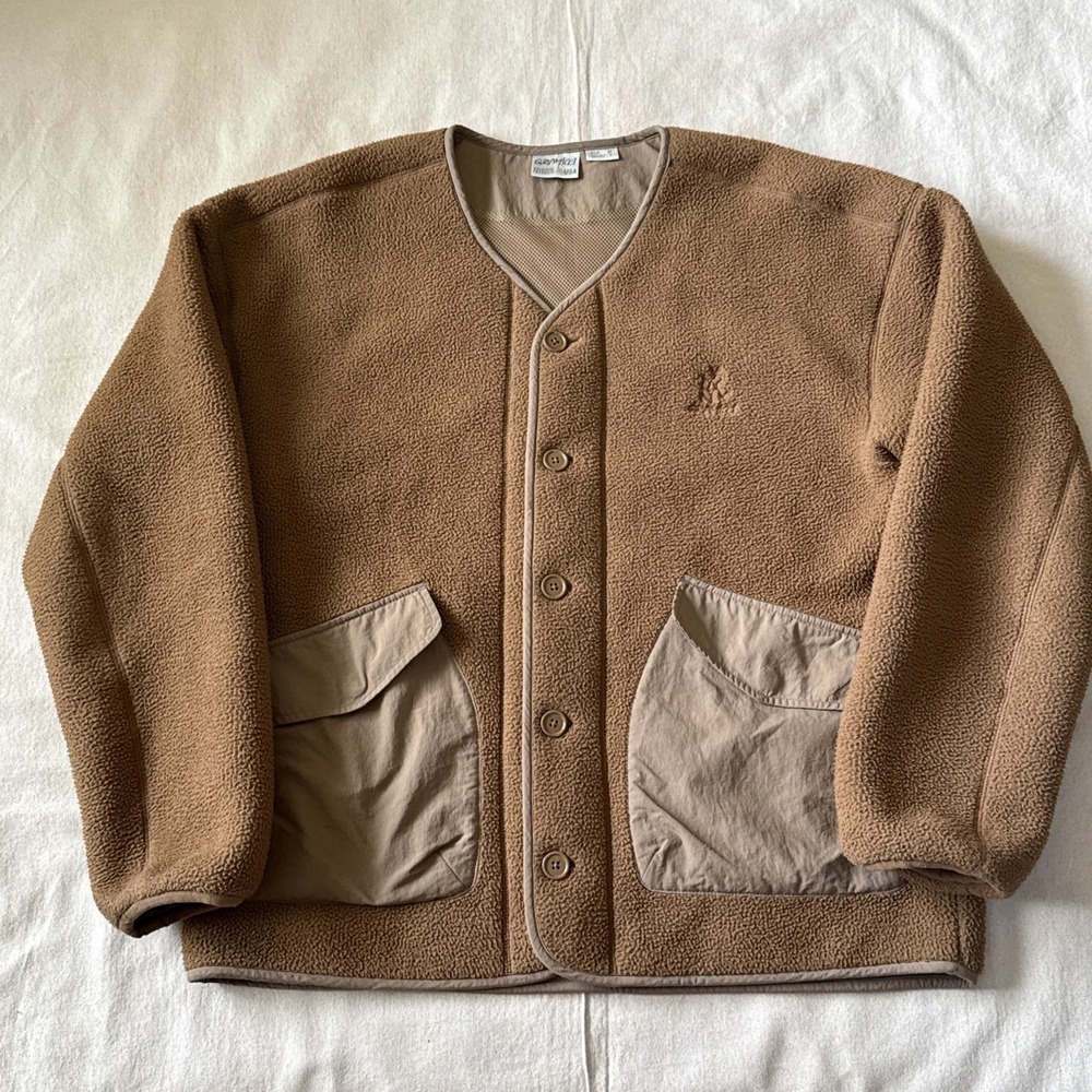 Gramicci Boa Fleece Cardigan Jacket Coyote Brown Tan Mens Medium
